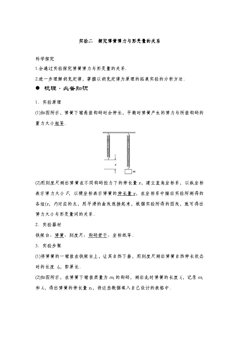 【备战2025年高考】 高中物理一轮复习 直线运动专题  第2章 实验2　探究弹簧弹力与形变量的关系（教师版+学生版）01