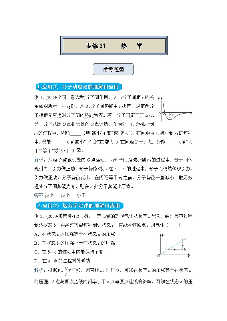 高三物理精准提升专题训练卷  热学第1页