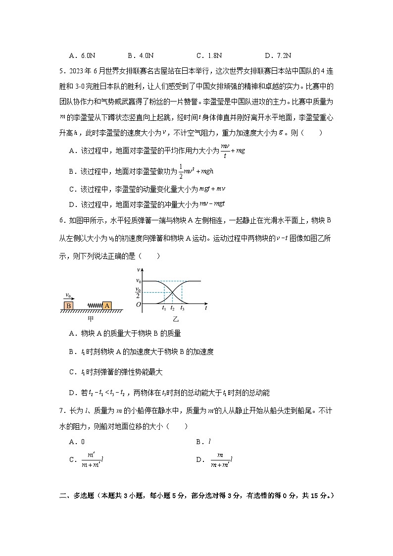 人教版（2019）高中物理选择性必修一单元测试卷（一）（老师+学生）02