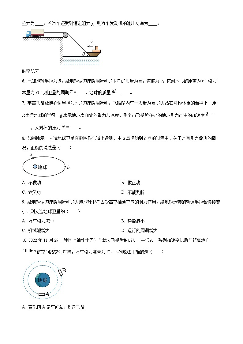 上海市复旦大学附属中学2023-2024学年高一下学期期中考试物理（A卷）试题（Word版附解析）第2页