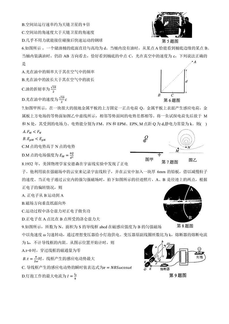 浙江杭州市2024年高二下学期6月期末考试物理试题+答案02