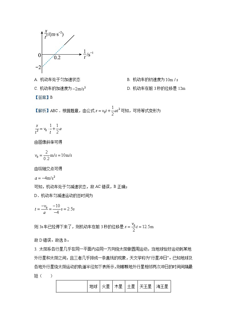 [物理]湖南省常德市沅澧共同体2023-2024学年高三下学期第一次联考试卷（解析版）第2页