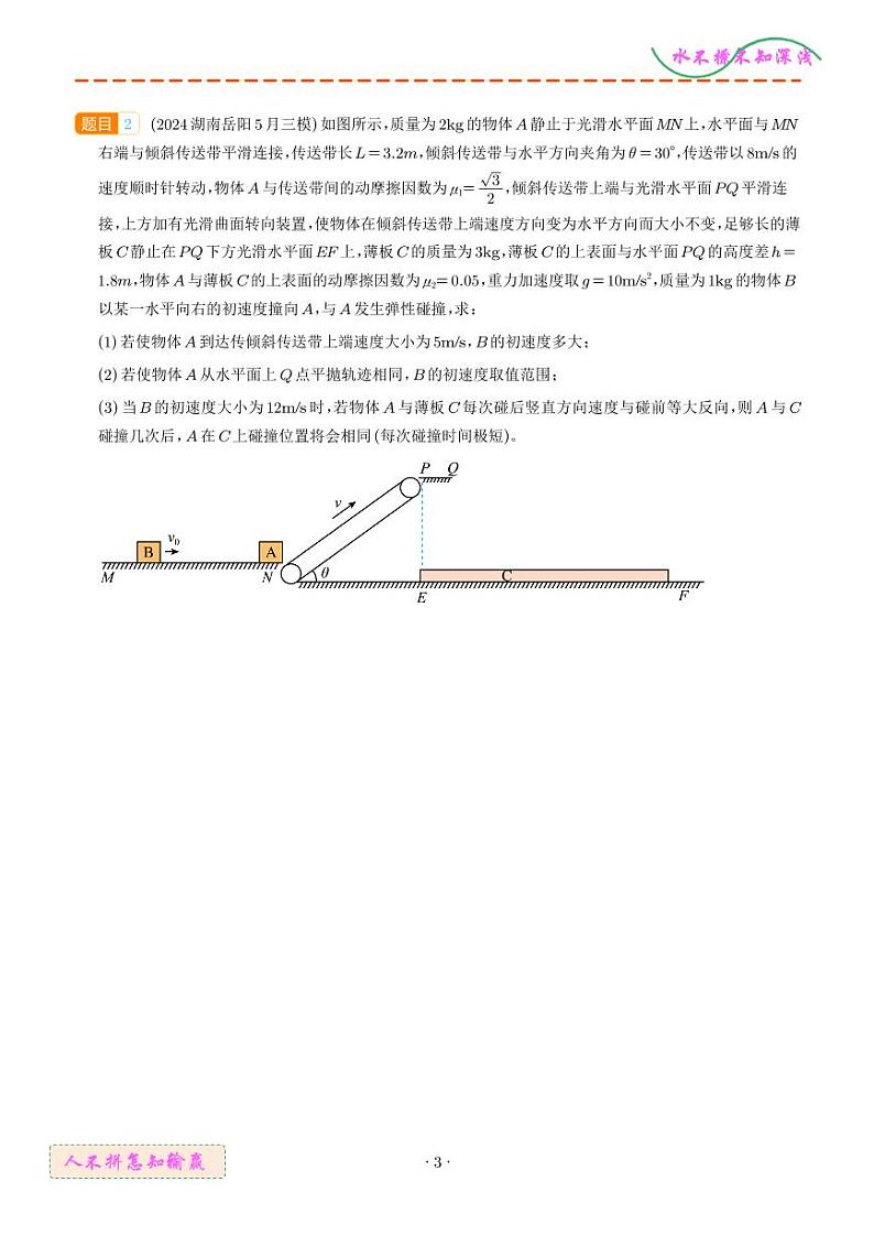 传送带+碰撞模型（学生版）--2024高考物理疑难题第3页