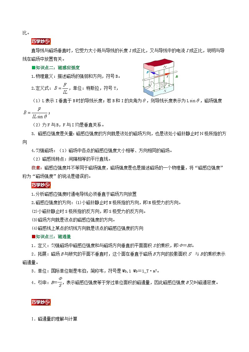 第02讲 磁感应强度  磁通量（原卷版+解析版）（自主预习） 2024年新高二物理暑假提升精品讲义（人教版2019）02