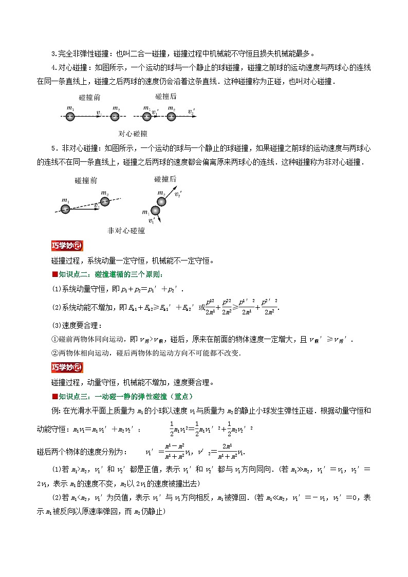 第09讲 弹性碰撞和非弹性碰撞（解析版）（自主预习）2024年新高二物理暑假提升精品讲义（人教版2019）第2页