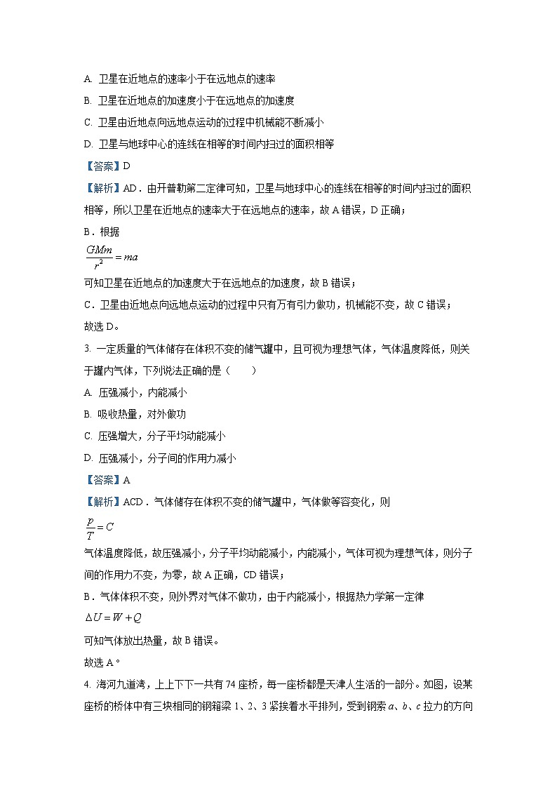 [物理]天津市部分区2024届高三下学期质量调查试卷（二）试题（解析版）第2页