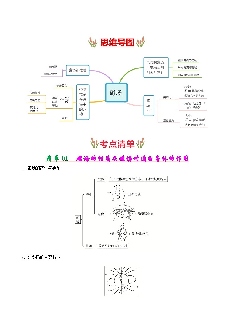 考点清单 专题03  磁场（原卷版+解析版）2023-2024学年高二物理下学期期末考点大串讲（人教版2019）03