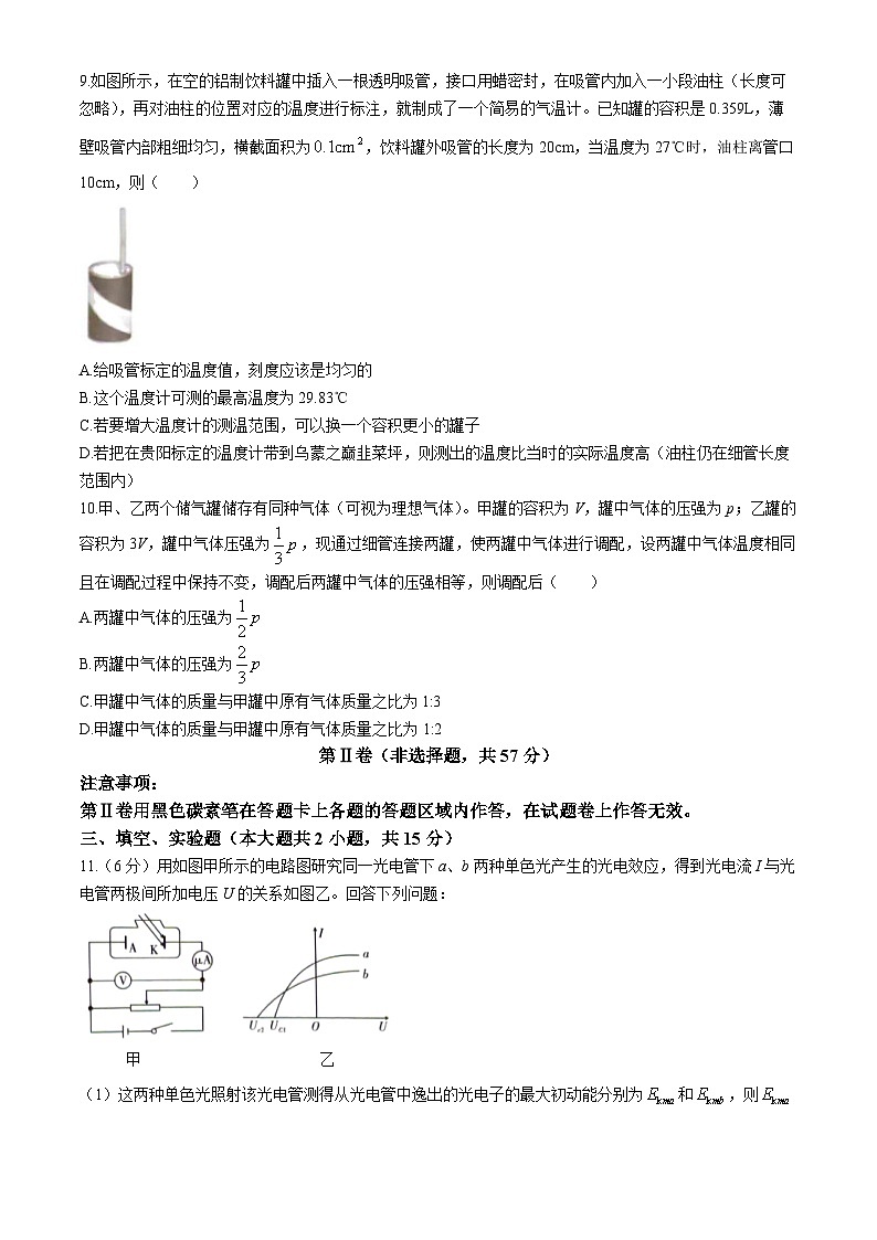 2024贵阳一中高二下学期6月月考试题物理含解析03