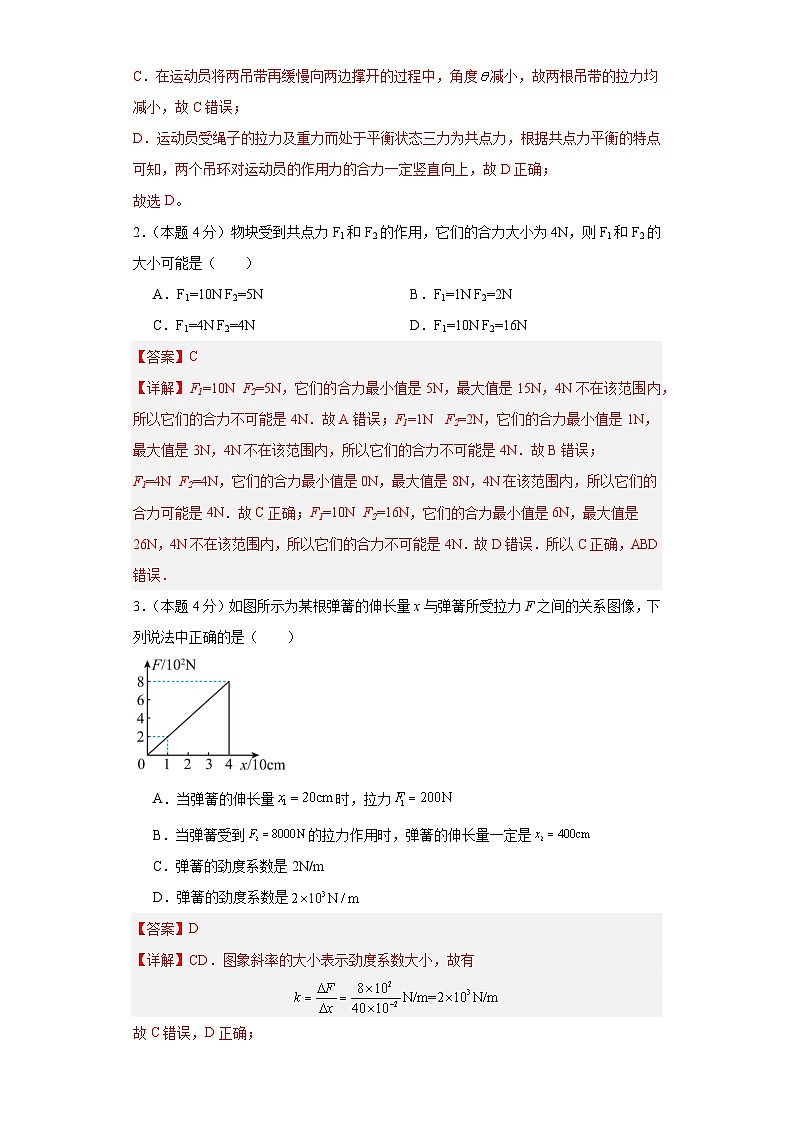 （人教版）初升高物理暑假第三章相互作用——力（单元测试）（原卷版+解析版）02