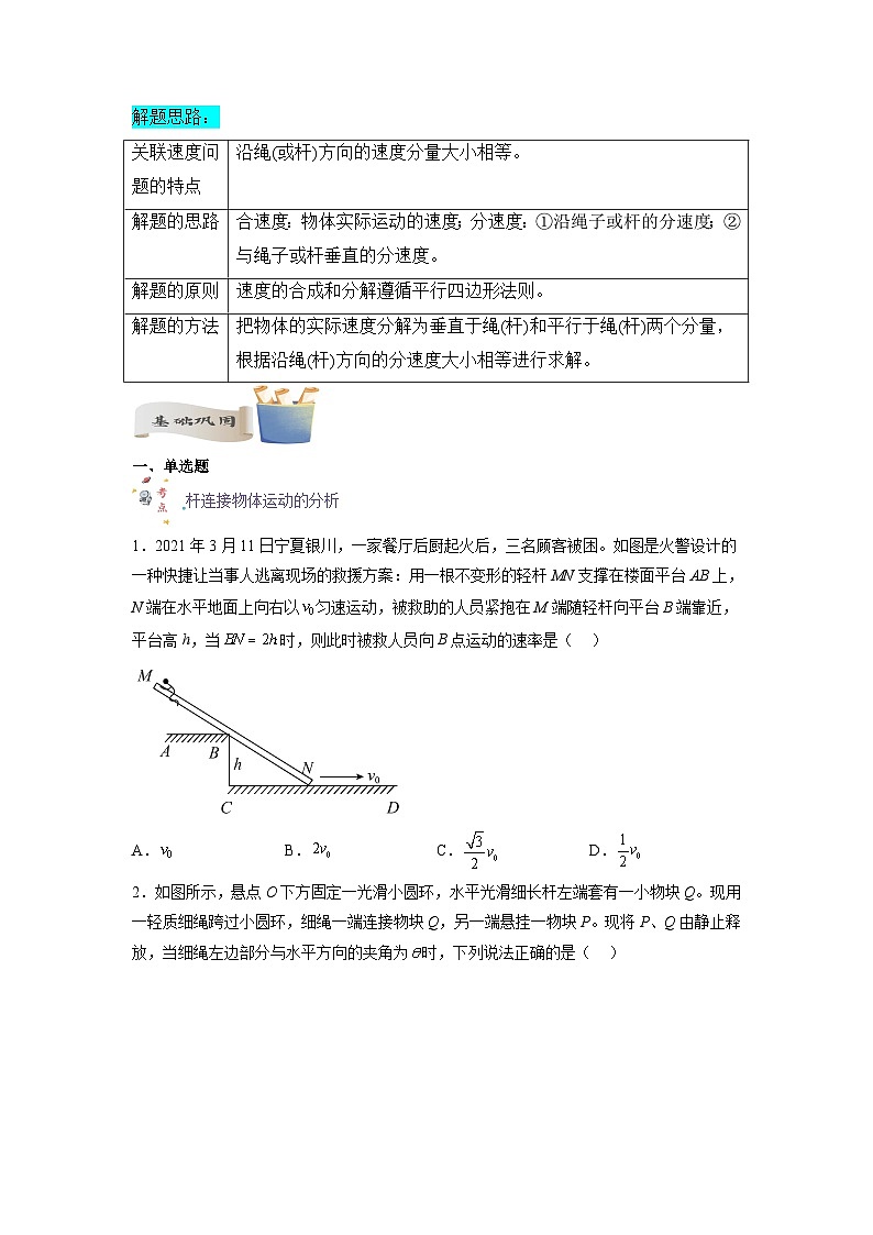 【暑假衔接】人教版新高二物理 暑假衔接讲义 第05讲 复习专题五 关联速度问题（学生版）第2页