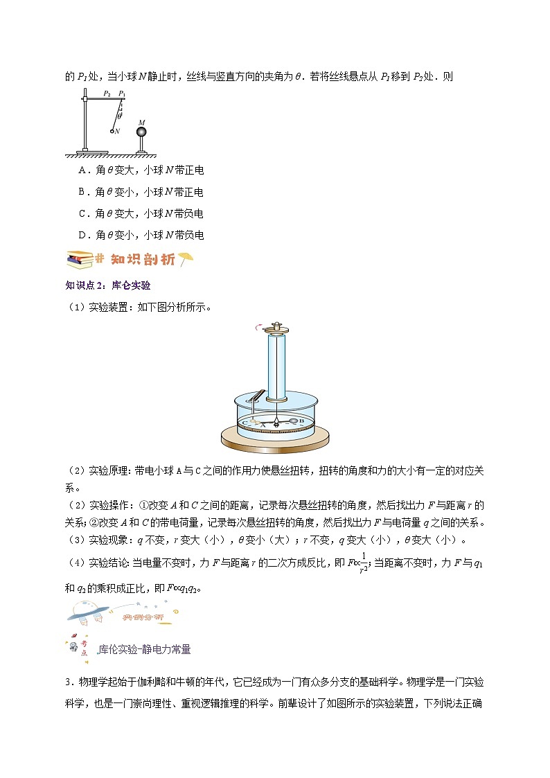 【暑假衔接】人教版新高二物理 暑假衔接讲义 第29讲 9.2库仑定律（教师版+学生版）02