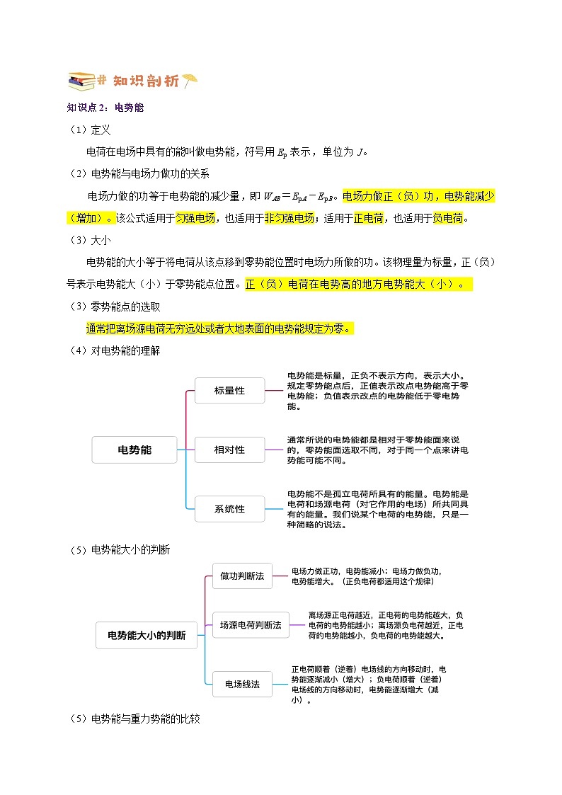 【暑假衔接】人教版新高二物理 暑假衔接讲义 第33讲 10.1 电势能和电势（教师版+学生版）03