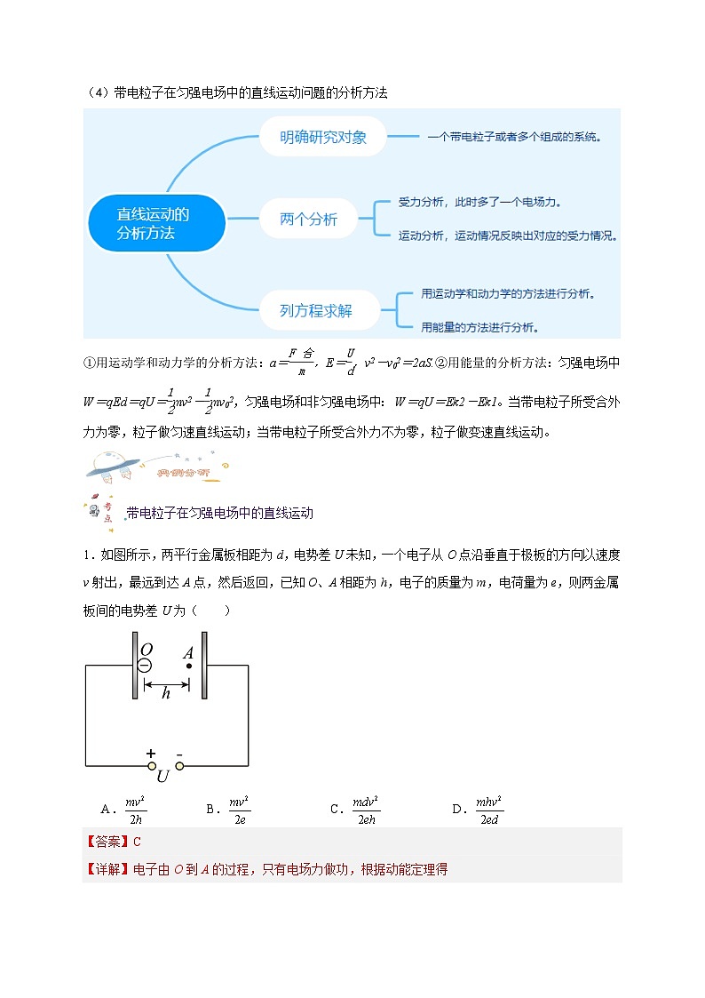 【暑假衔接】人教版新高二物理 暑假衔接讲义 第37讲 10.5带电粒子在电场中的运动（教师版+学生版）02