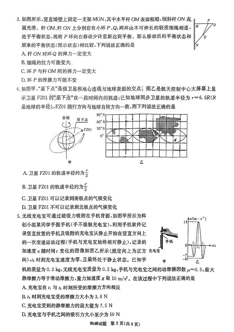 2024届八省八校T8联考 高三第一次学业质量评价-物理第2页
