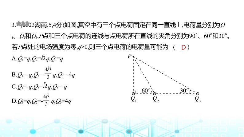 高考物理（山东专用）一轮复习专题九静电场训练课件03