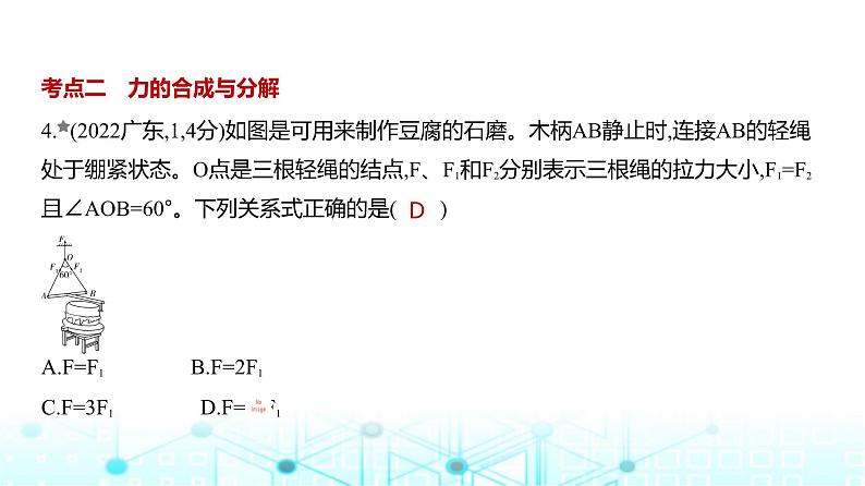 新高考物理一轮复习专题二相互作用练习课件第4页