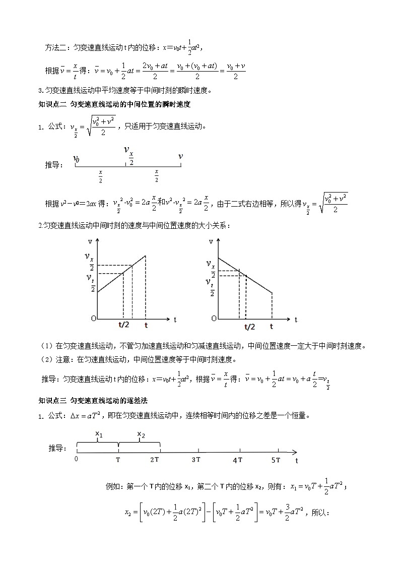 衔接点09 匀变速直线运动特殊规律的应用（讲义）-2024年新高一物理暑假学习提升计划02