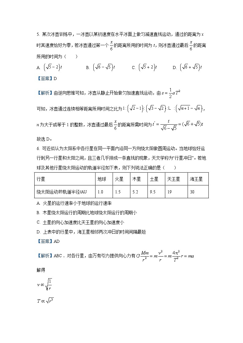 [物理]四川省雅安市2023-2024学年2023-2024学年高三下学期5月联考试题(解析版)第3页
