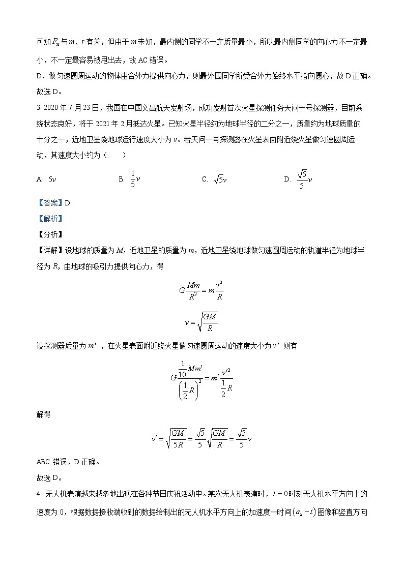 四川省眉山市东坡区2023-2024学年高一下学期6月期末联合考试物理试题（原卷版+解析版）02
