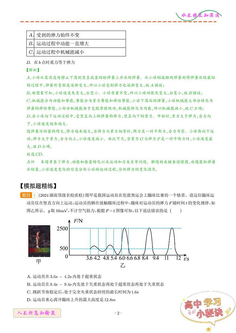 蹦极蹦床类问题(解析版)--动力学中的九类常见问题第2页