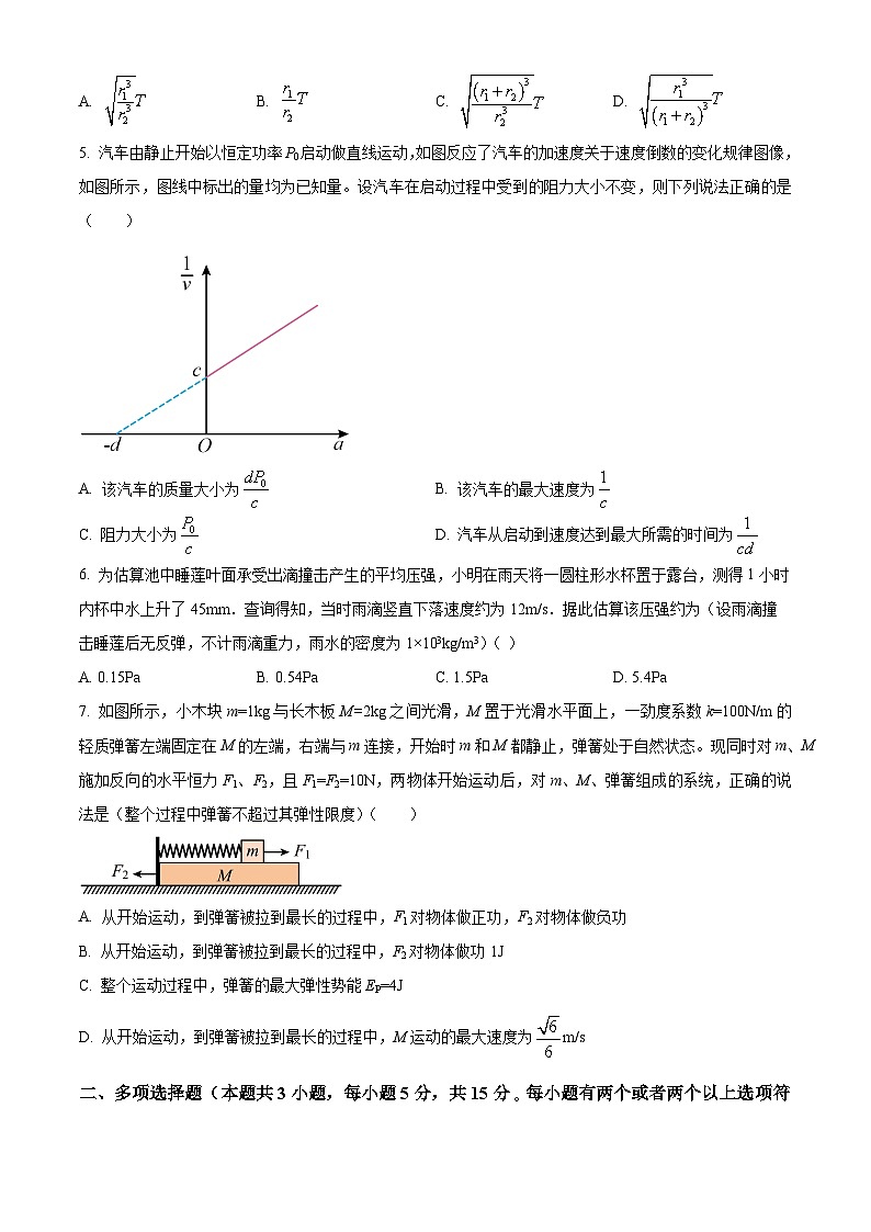 重庆市育才中学校2023-2024学年高二下学期期末模拟考试物理试题（四）（原卷版+解析版）02