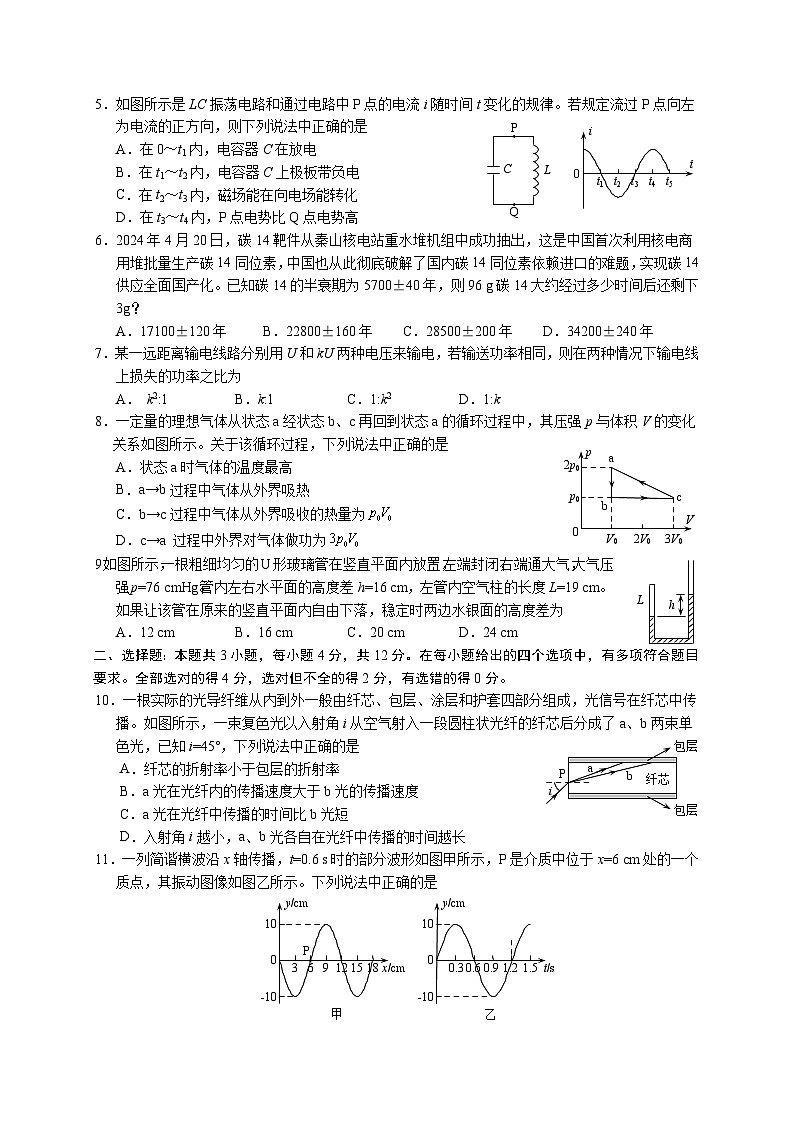 四川省攀枝花市2023-2024学年高二下学期7月期末物理试题02