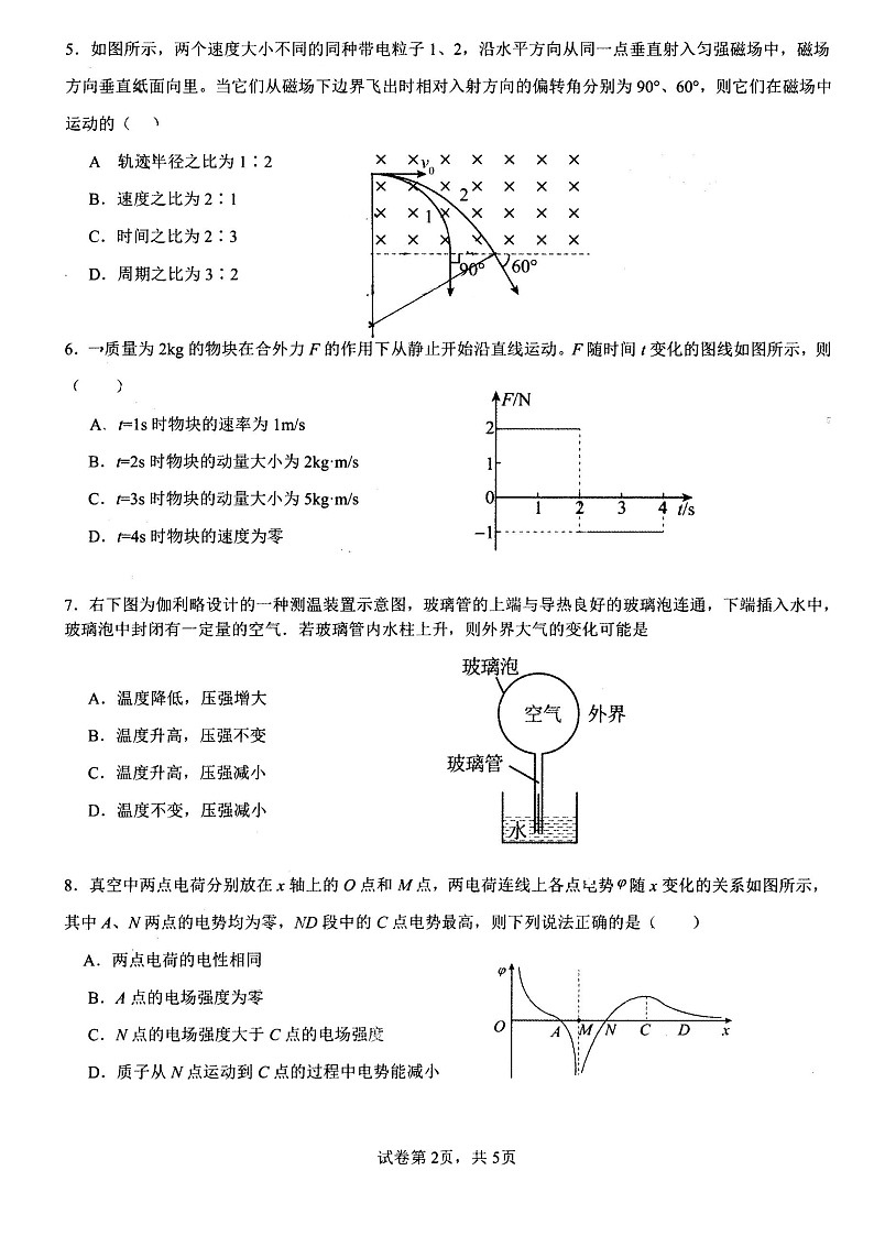 安徽省合肥市六校联盟2023-2024学年高二下学期期末联考物理试题02