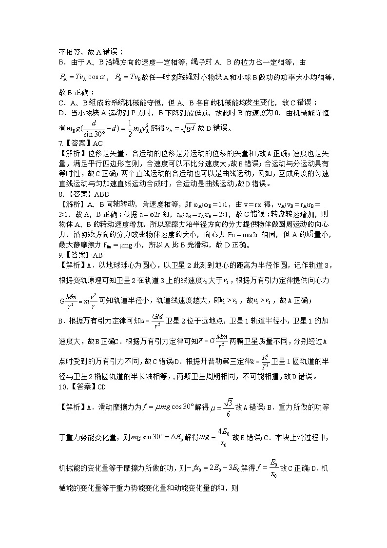 湖南省邵阳市邵东市2023-2024学年高一下学期期末考试物理试题（Word版附答案）02