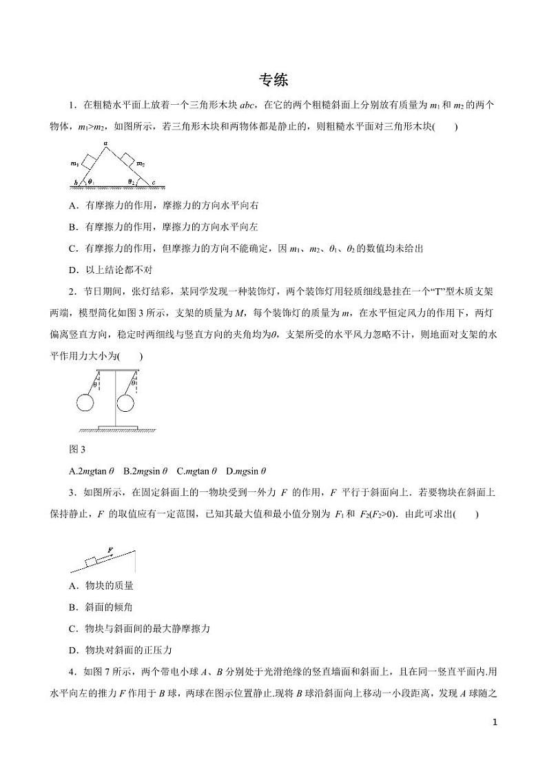 高中物理-专题01 力与物体的平衡（原卷+解析版）01