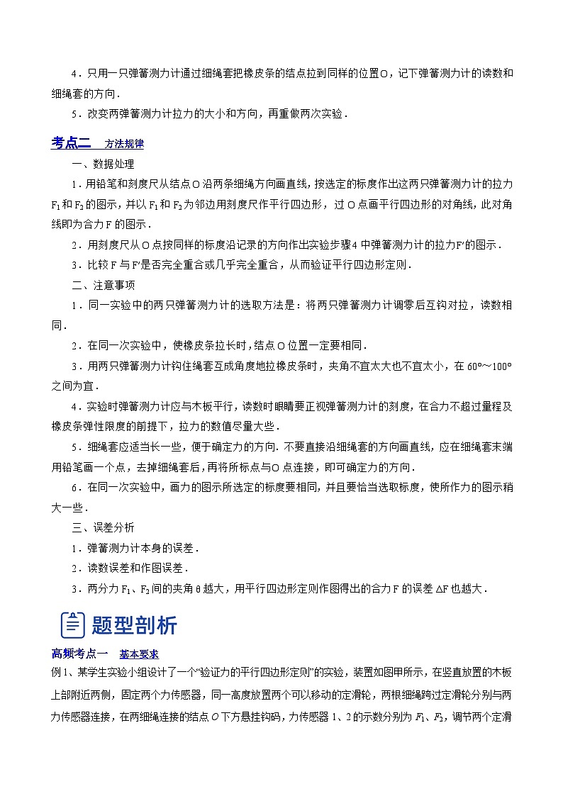 高考物理一轮复习讲练测(全国通用)2.5实验三：验证力的平行四边形定则(讲)(原卷版+解析)03