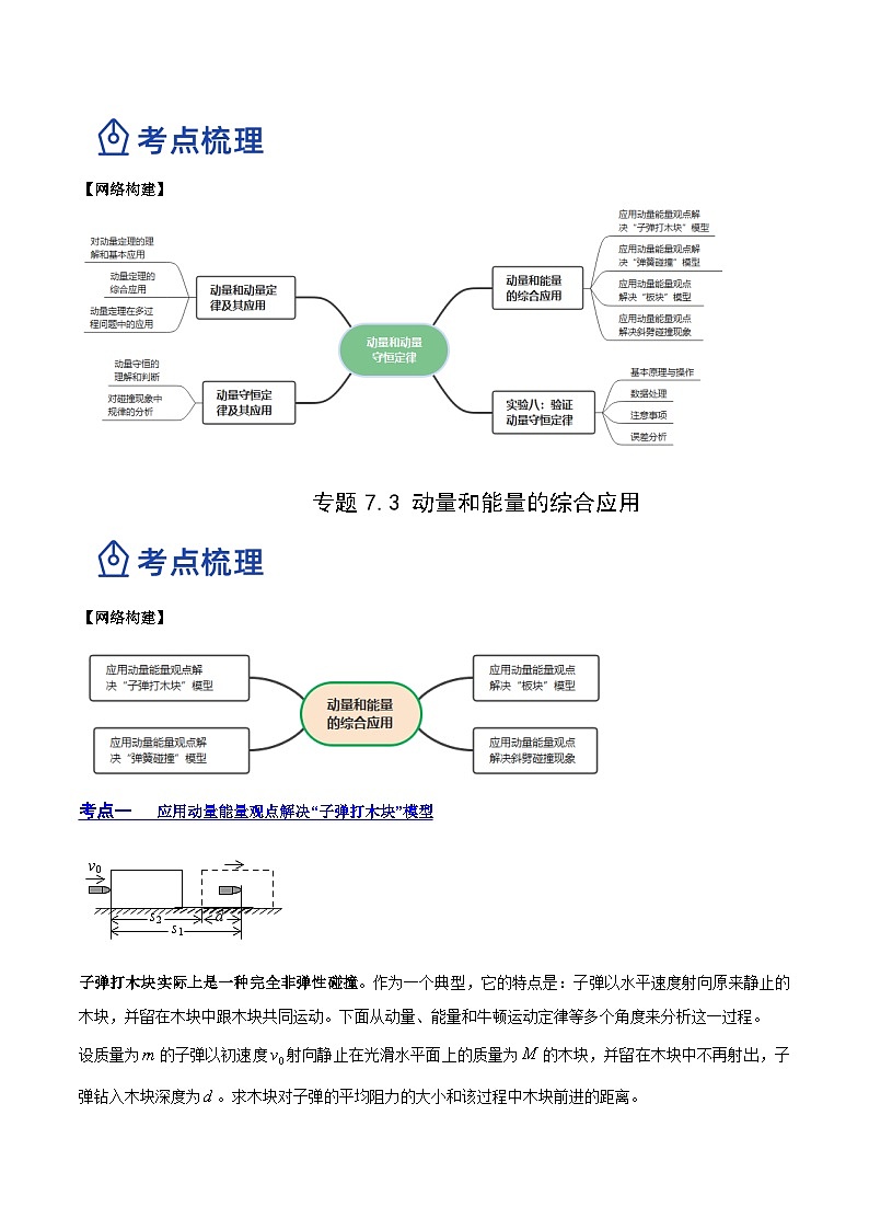 高考物理一轮复习讲练测(全国通用)7.3动量和能量的综合应用(讲)(原卷版+解析)02