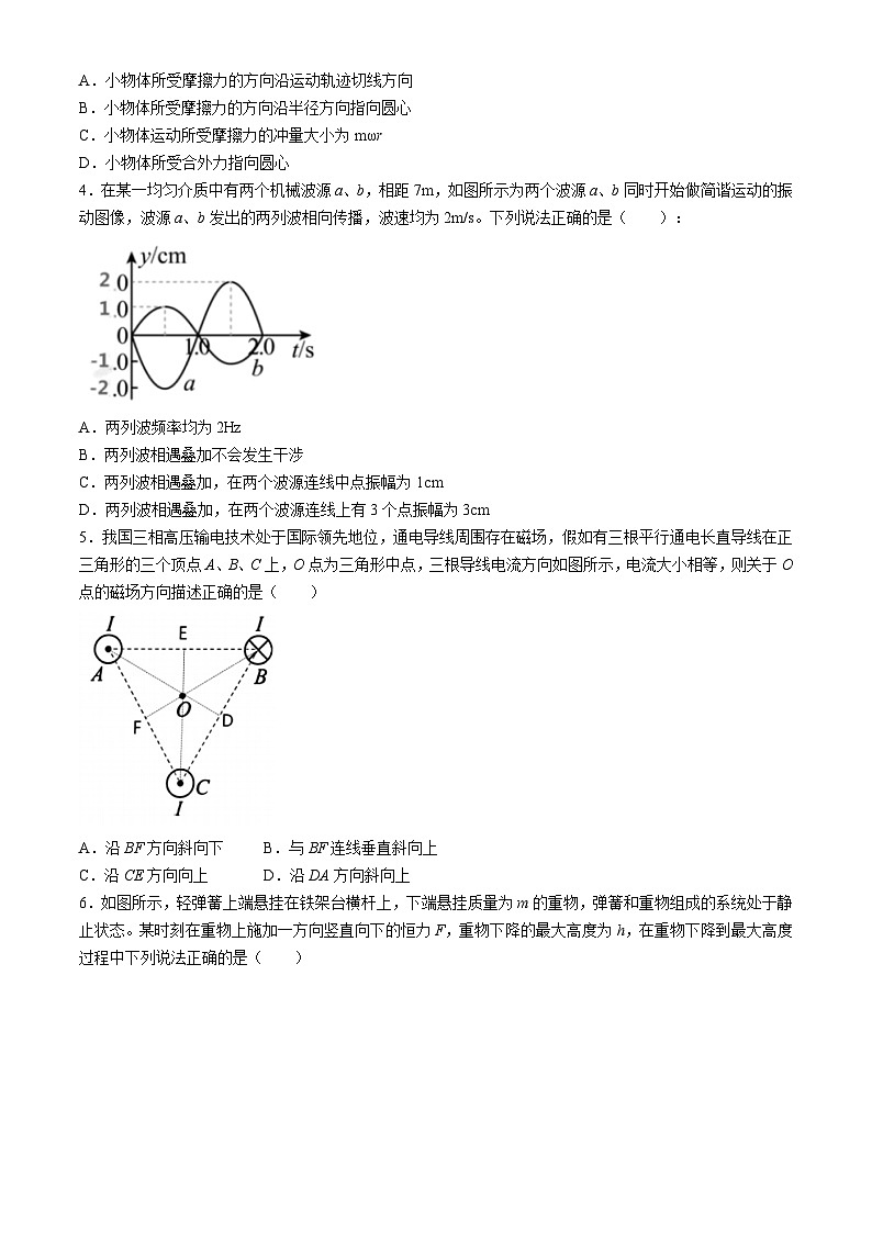 2024浙江省浙南名校联盟高二下学期6月期末联考试题物理含答案02