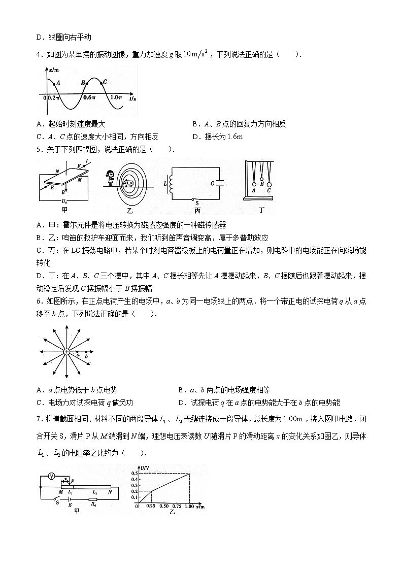 陕西省咸阳市2023-2024学年高二下学期7月期末考试物理试题第2页