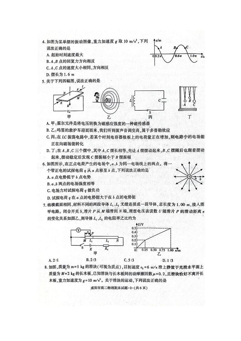 陕西省咸阳市2023-2024学年高二下学期7月期末物理试题02