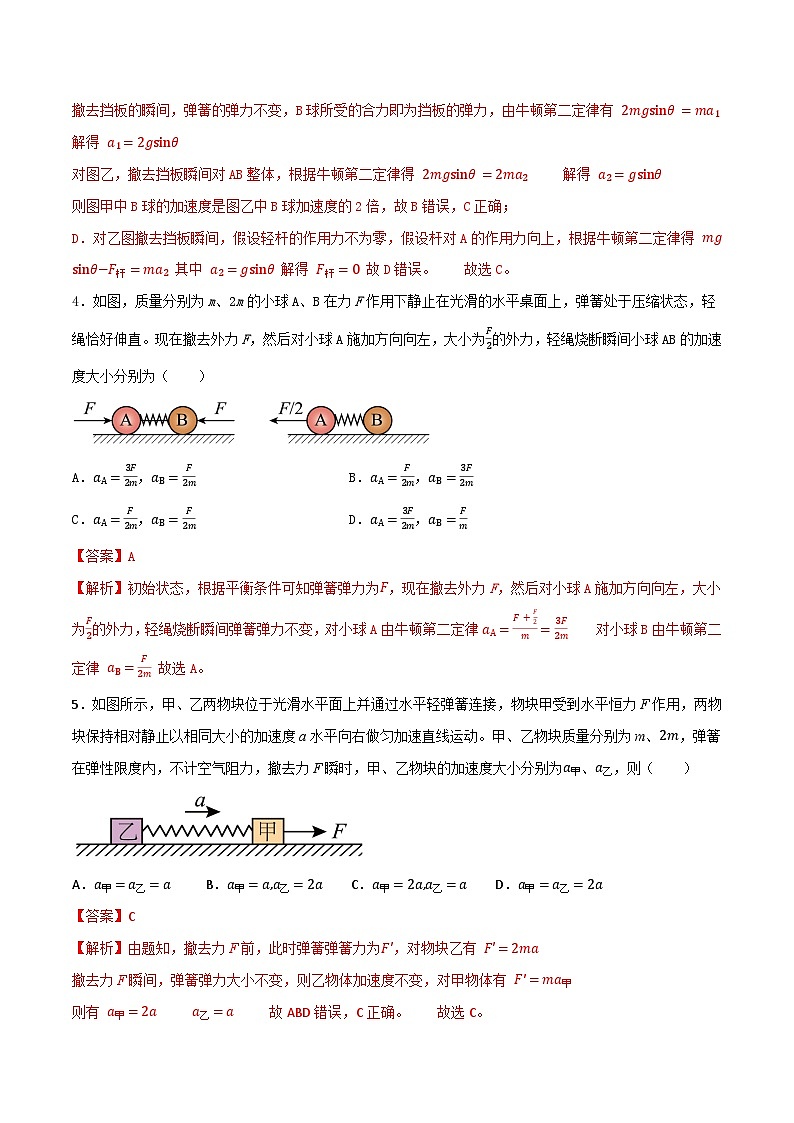专题10 牛顿第二定律的瞬时性问题-【暑假衔接】新高二物理暑假查漏补缺（全国通用）03