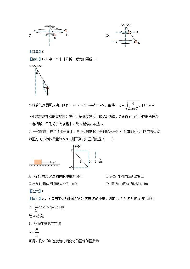 [物理]重庆市主城区七校联考2023-2024学年高一下学期期末试题(解析版)第3页