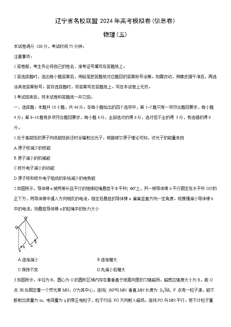 [物理]辽宁省2024届名校联盟高考模拟信息试卷(五)(解析版)01