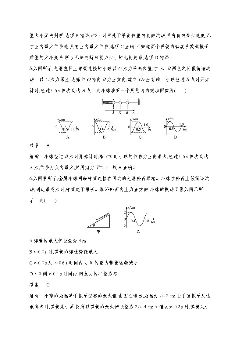 人教版2019选择性必修第一册 新教材同步 第二章 机械振动  达标检测（教师版+学生版）03