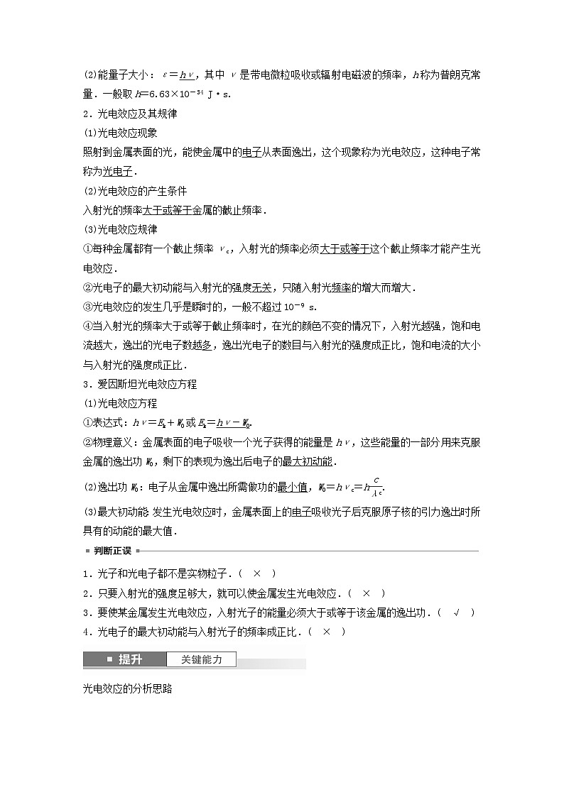 2024届高考物理一轮复习教案第十六章原子结构和波粒二象性原子核第1讲光电效应波粒二象性（粤教版新教材）02