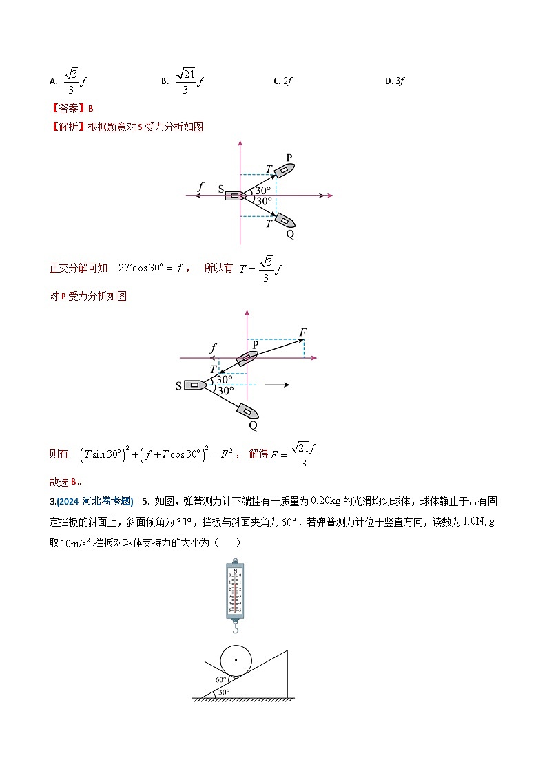 专题02 相互作用-2024年高考物理真题和模拟题分类汇编（全国通用）02