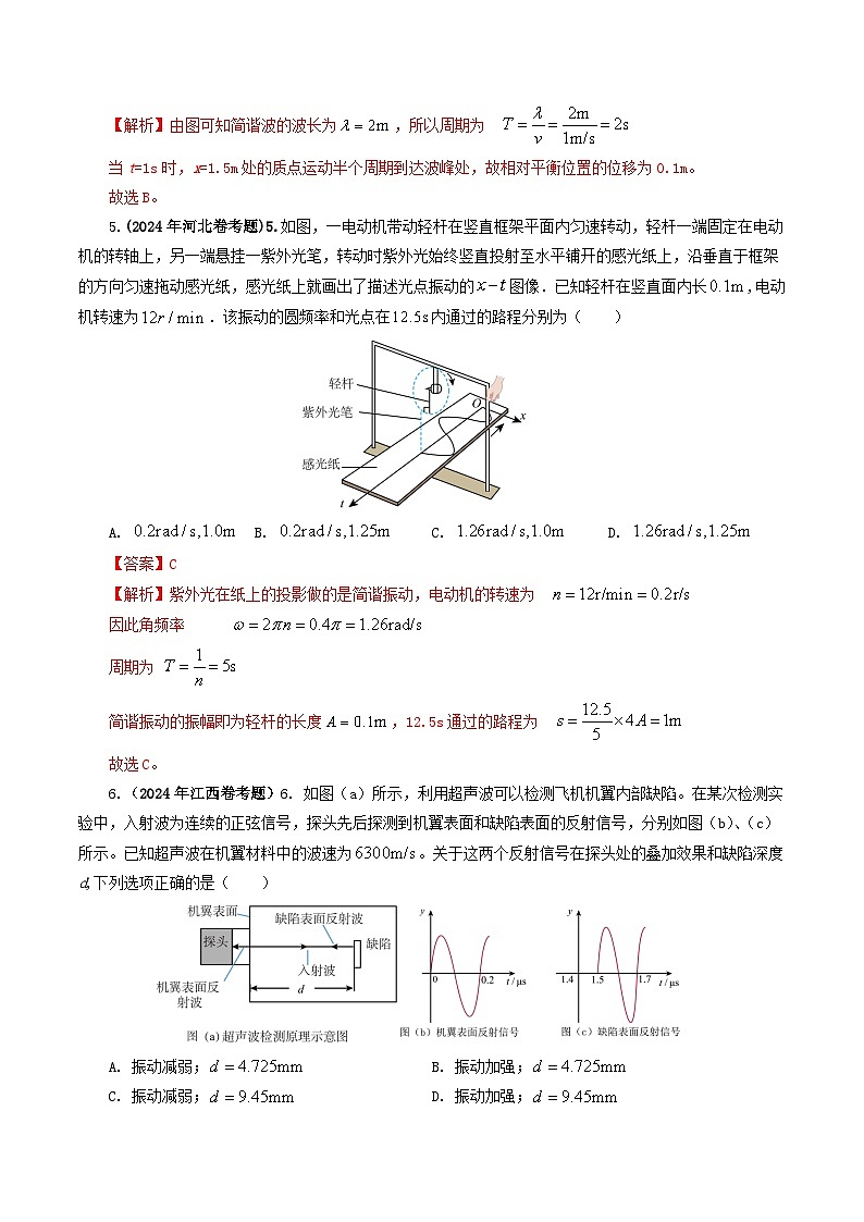 专题15 机械波-2024年高考物理真题和模拟题分类汇编（全国通用）03