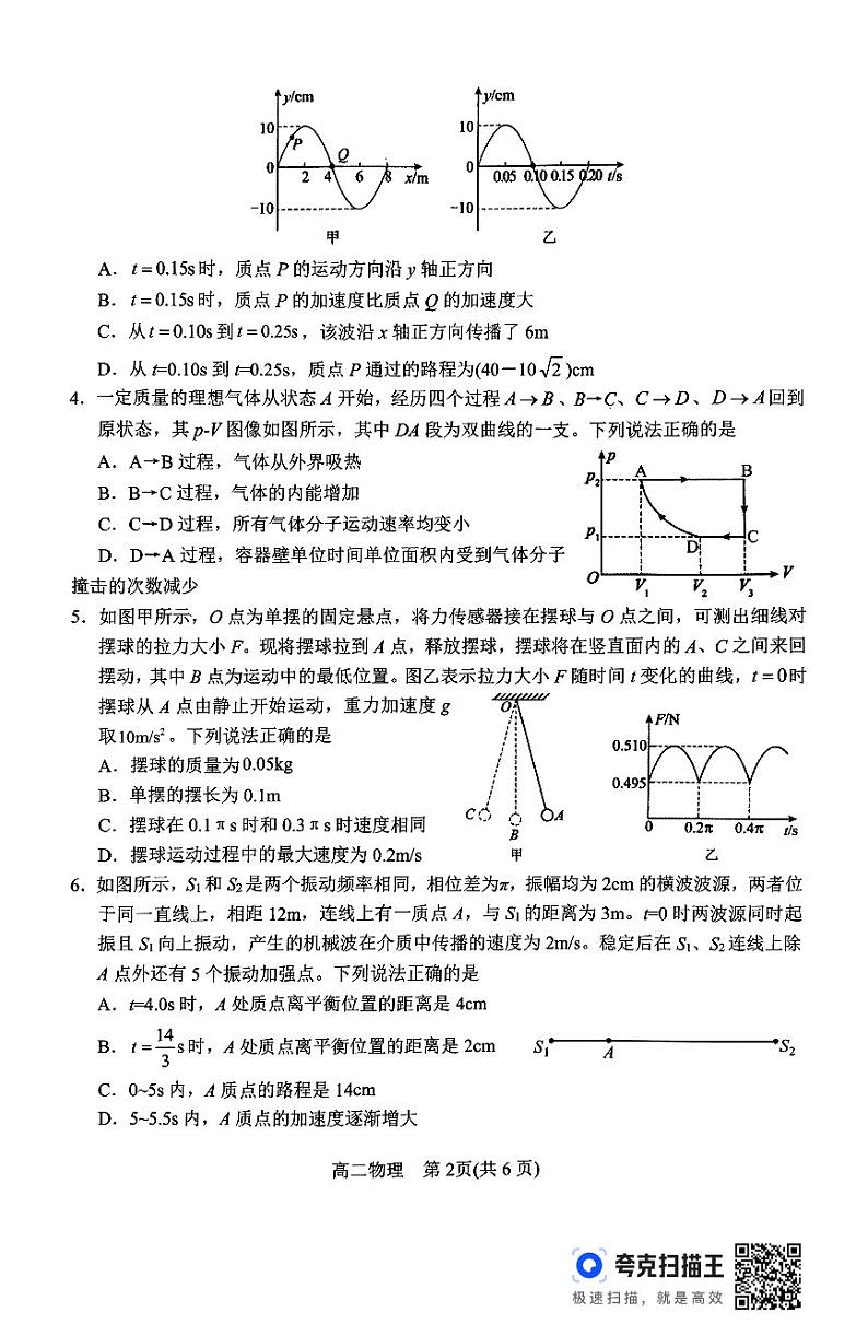 河南省南阳市2023-2024学年高二下学期期终质量评估物理试卷02