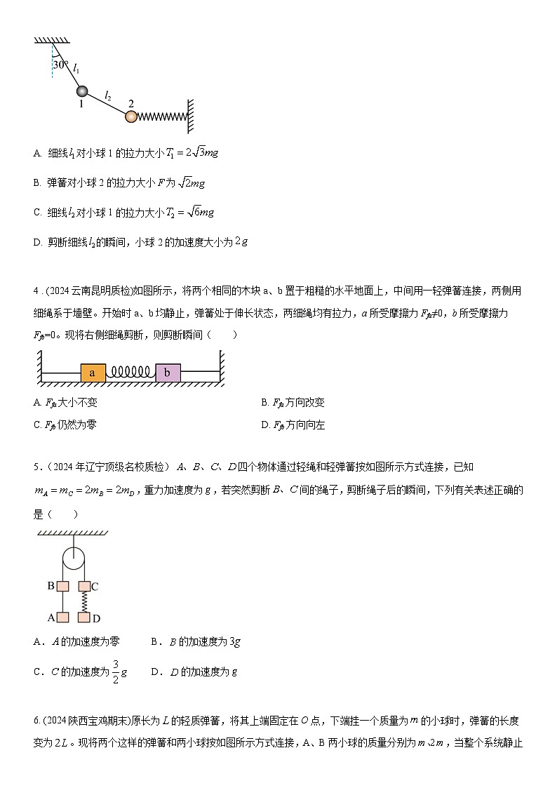 专题8 瞬时性问题(学生版)--2025版动力学中的九类常见模型精讲精练讲义第3页