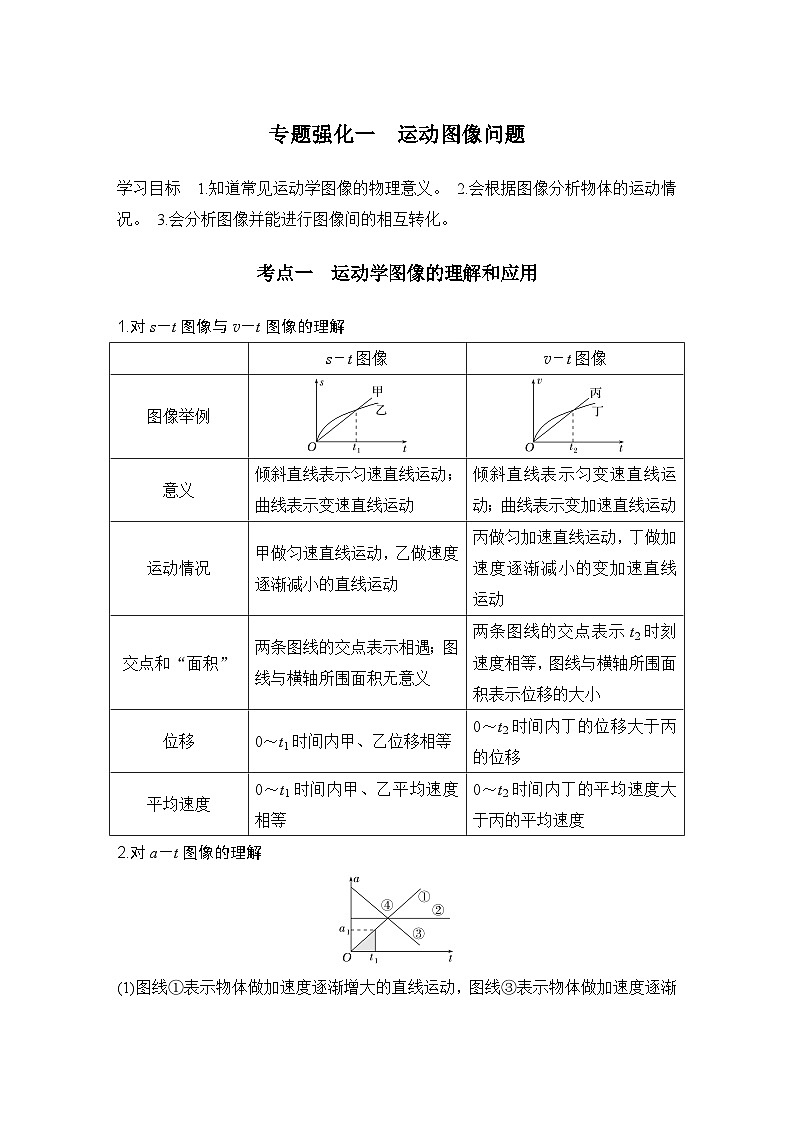 2025年高考物理二轮复习第一章　运动的描述　匀变速直线运动的研究 专题强化一　运动图像问题课件+讲义（教师+学生）+跟踪练习01