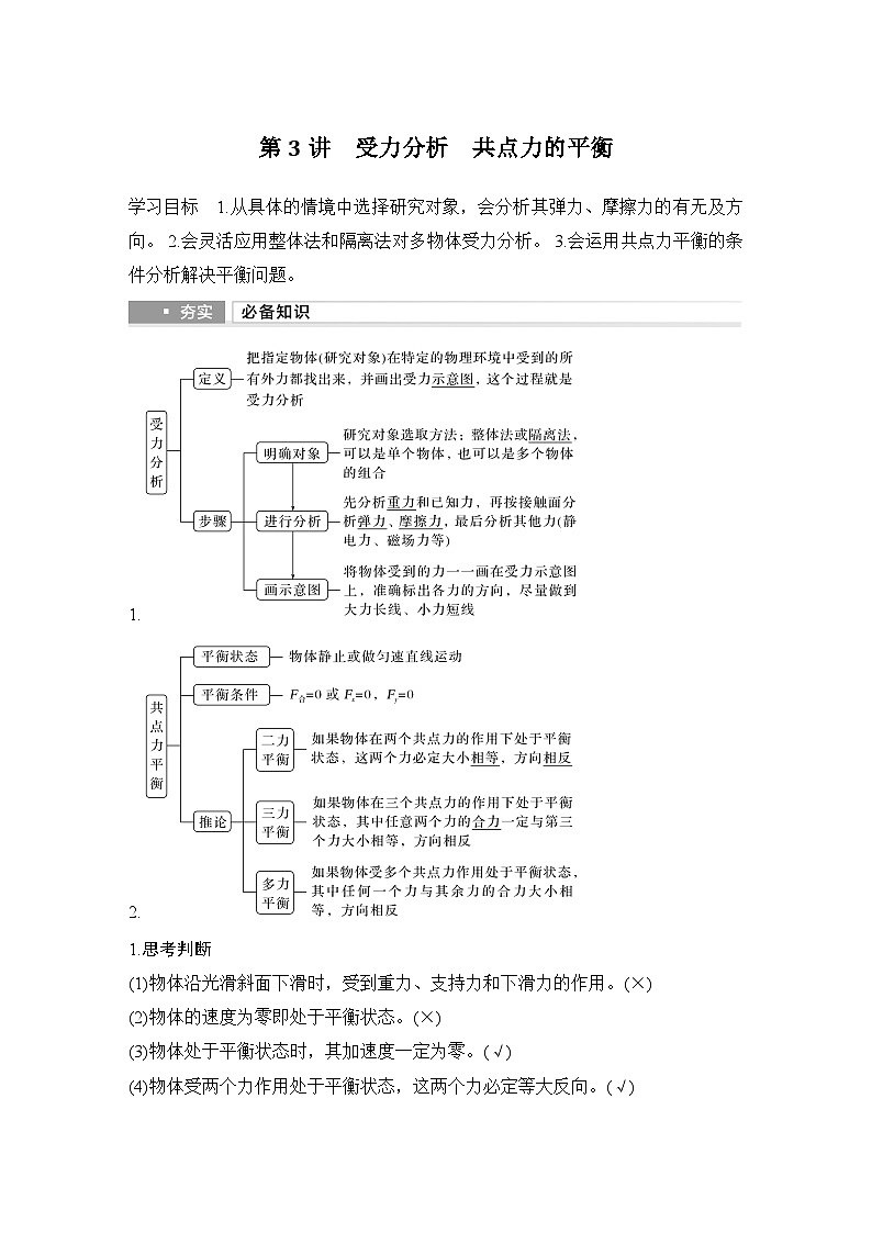 2025年高考物理二轮复习第二章　相互作用 第三讲　受力分析　共点力的平衡课件+讲义（教师+学生）+跟踪练习01