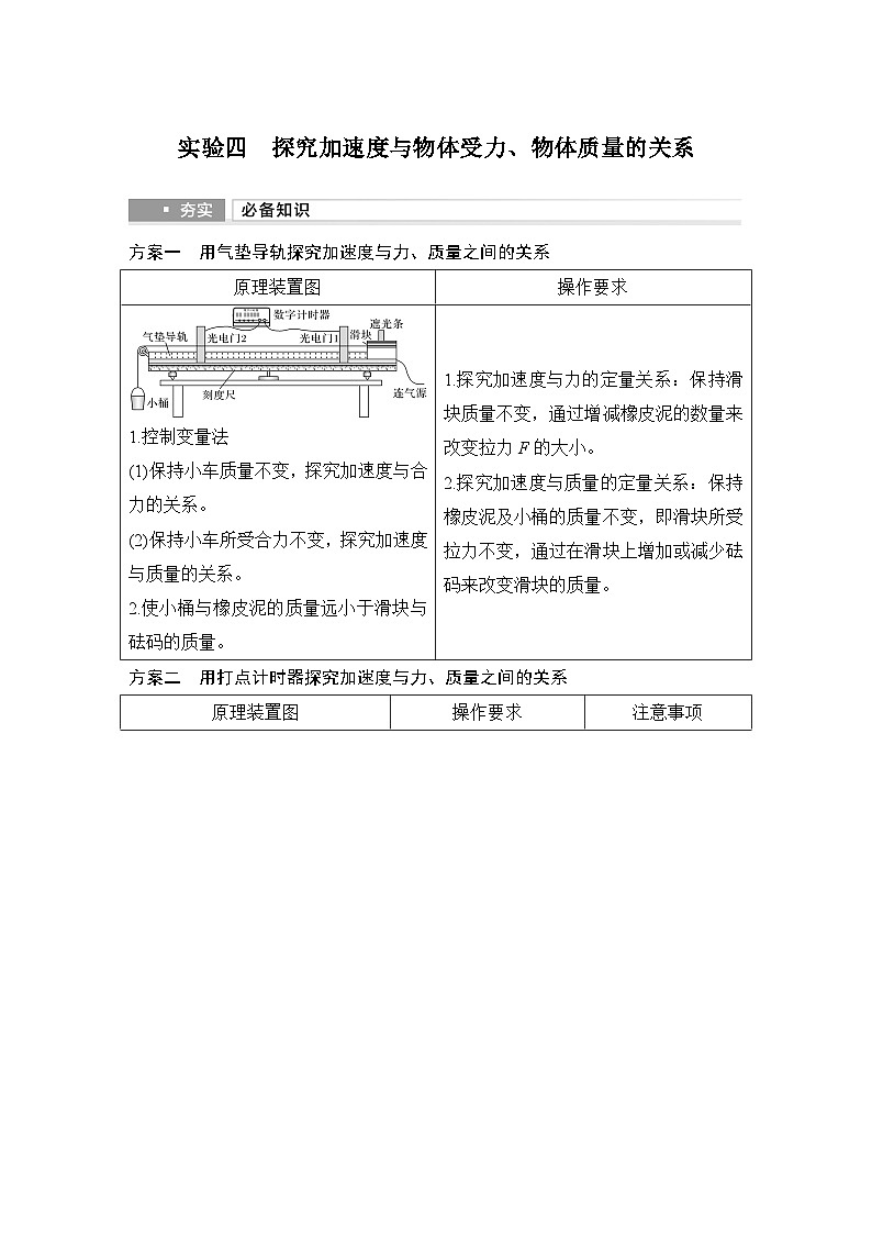 2025年高考物理二轮复习第三章　牛顿运动定律 实验四　探究加速度与物体受力、物体质量的关系课件+讲义（教师+学生）+跟踪练习01