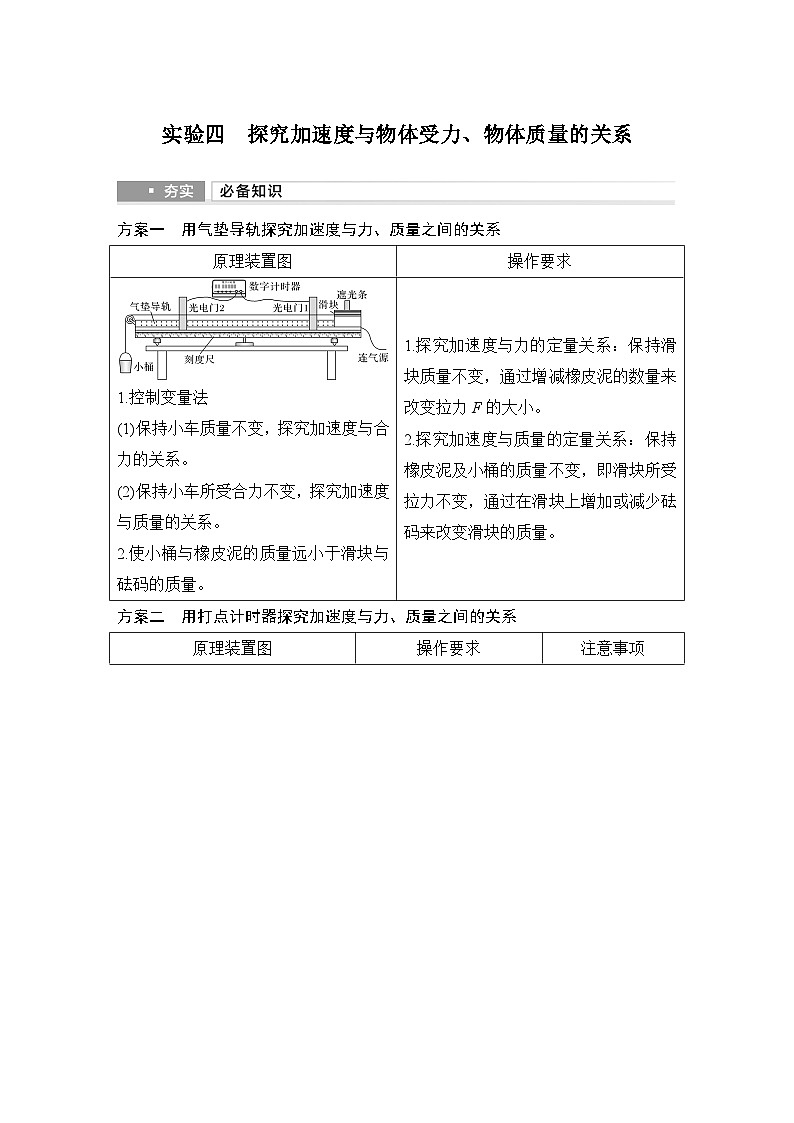 2025年高考物理二轮复习第三章　牛顿运动定律 实验四　探究加速度与物体受力、物体质量的关系课件+讲义（教师+学生）+跟踪练习01