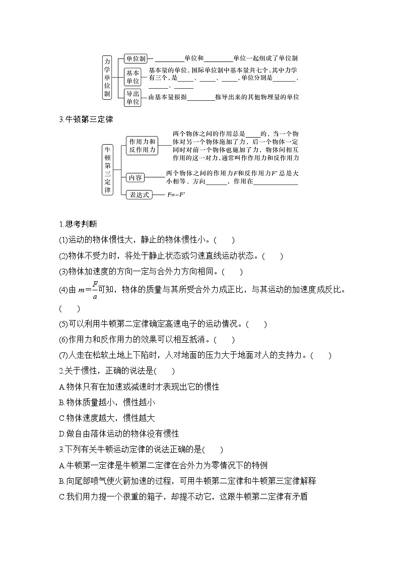 第三章　牛顿运动定律 第1讲　牛顿运动定律-学生复习讲义第2页