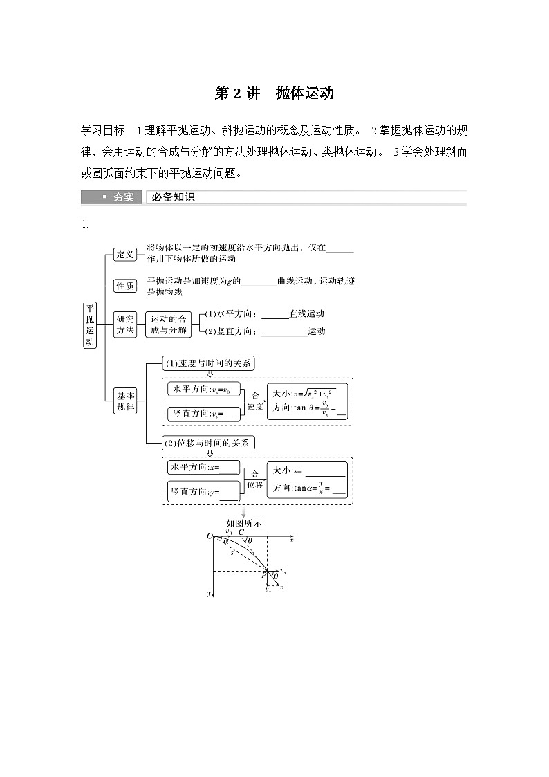 第四章　曲线运动　万有引力与宇宙航行 第2讲　抛体运动-学生复习讲义第1页
