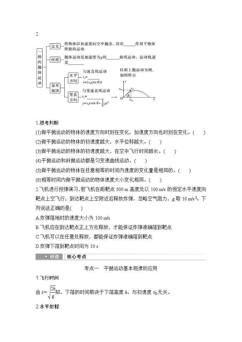 第四章　曲线运动　万有引力与宇宙航行 第2讲　抛体运动-学生复习讲义第2页